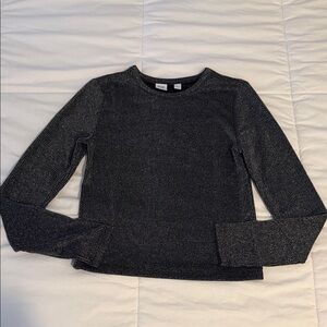GAP Black Metallic Ribbed Long-Sleeve Top